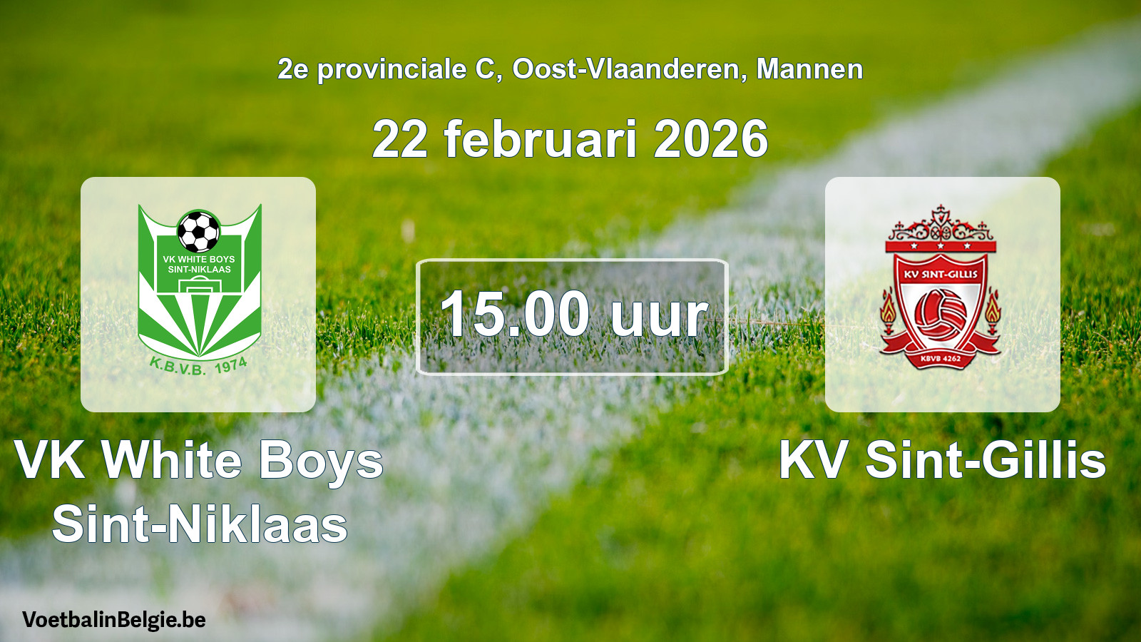 Scheduled match men football: VK White Boys Sint-Niklaas - KV Sint-Gillis (22 February 2026)