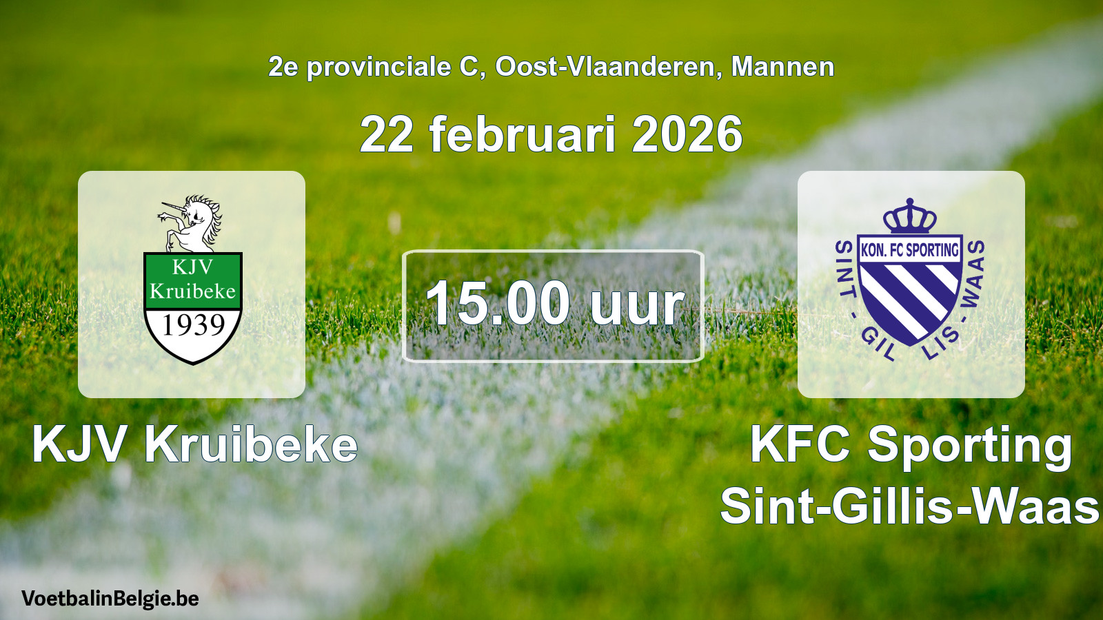 Scheduled match men football: KJV Kruibeke - KFC Sporting Sint-Gillis-Waas (22 February 2026)
