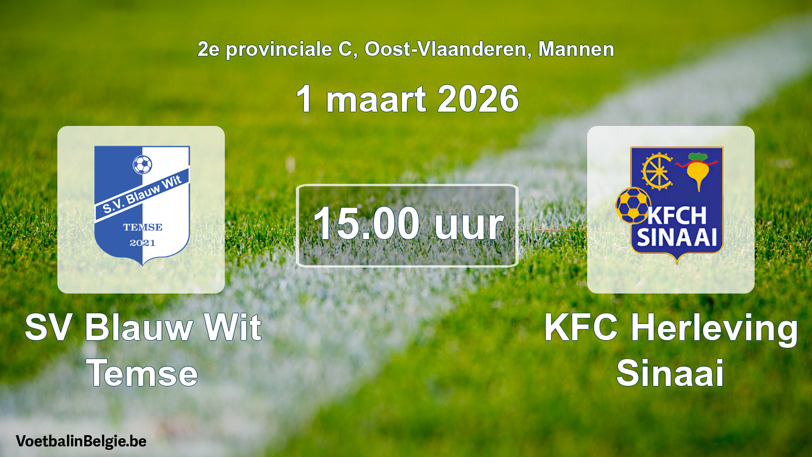 Scheduled match men football: SV Blauw Wit Temse - KFC Herleving Sinaai (1 March 2026)