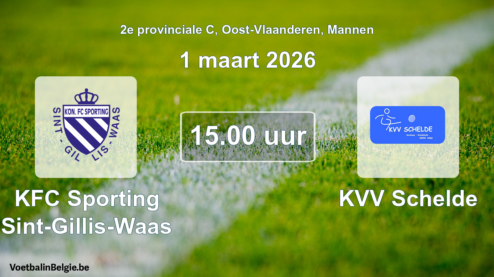 Scheduled match men football: KFC Sporting Sint-Gillis-Waas - KVV Schelde (1 March 2026)