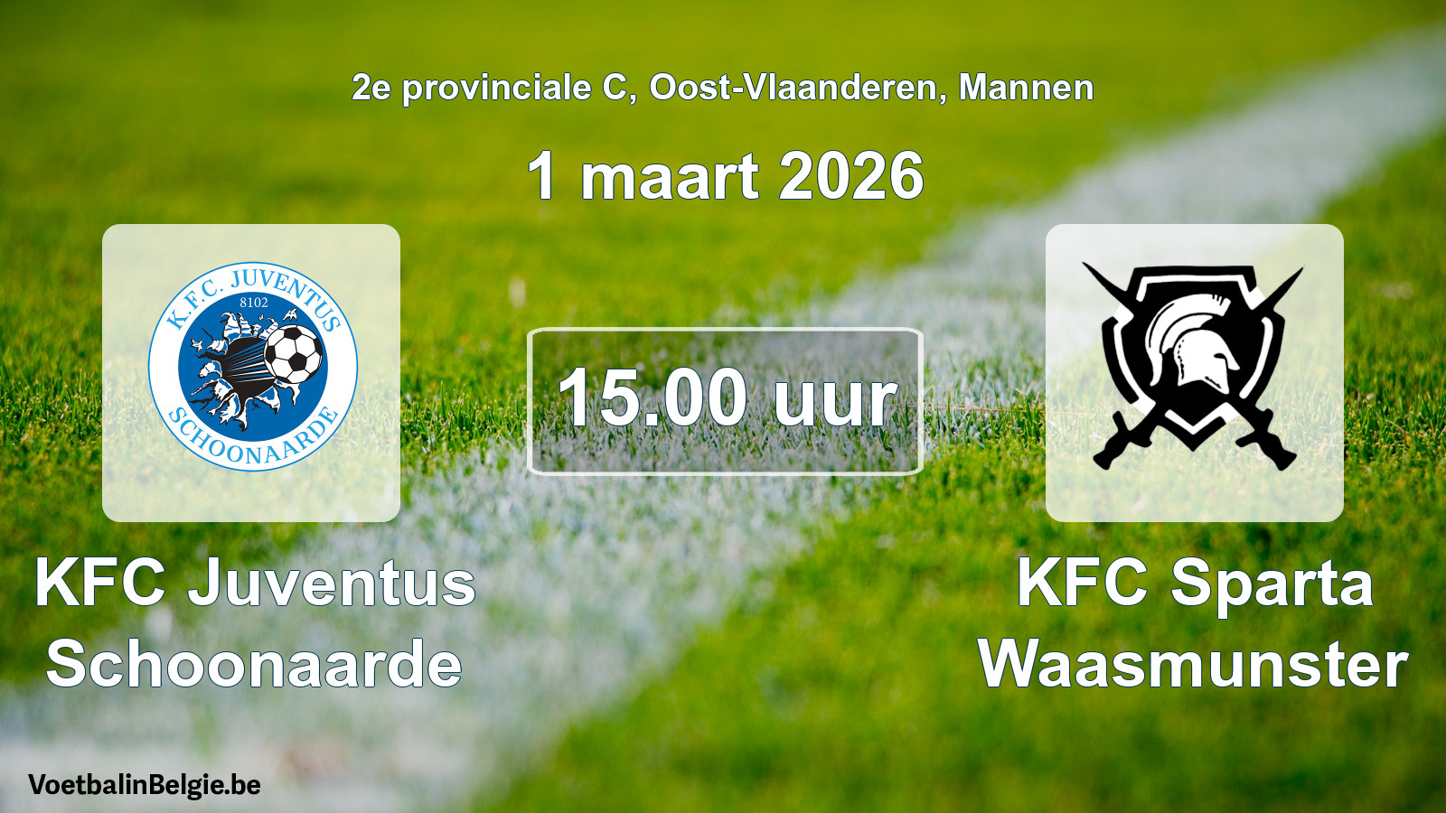 Scheduled match men football: KFC Juventus Schoonaarde - KFC Sparta Waasmunster (1 March 2026)