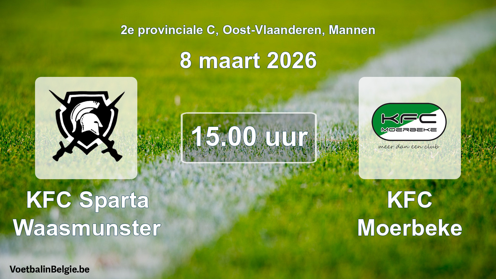 Scheduled match men football: KFC Sparta Waasmunster - KFC Moerbeke (8 March 2026)