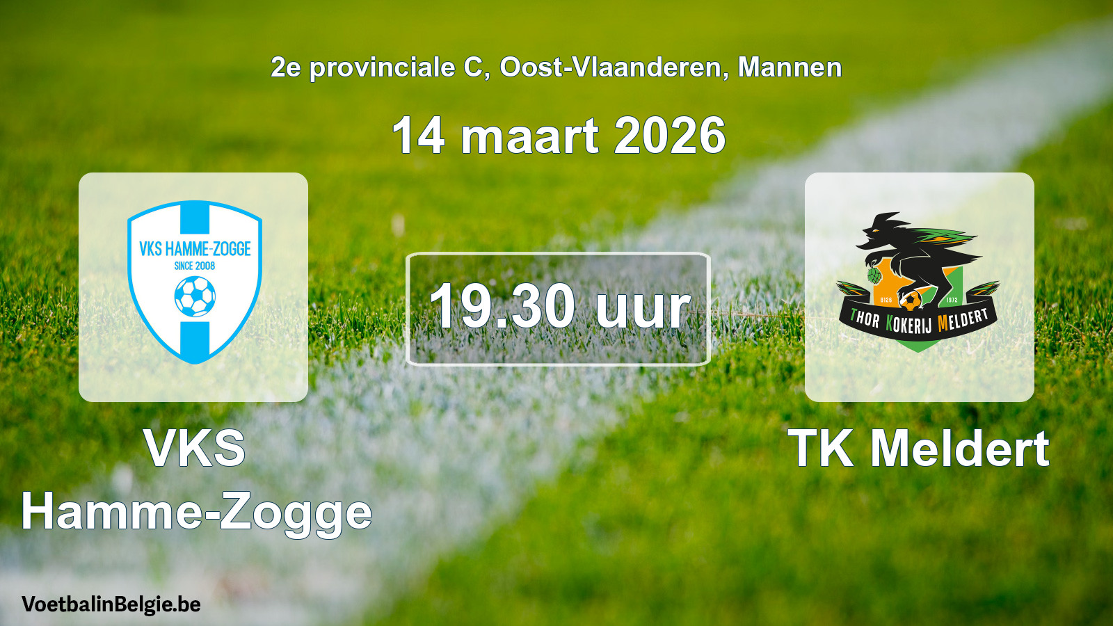 Geplande wedstrijd mannenvoetbal: VKS Hamme-Zogge - TK Meldert (14 maart 2026)