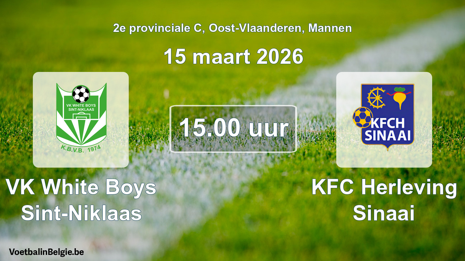 Scheduled match men football: VK White Boys Sint-Niklaas - KFC Herleving Sinaai (15 March 2026)