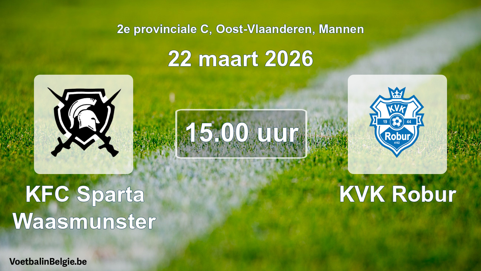 Scheduled match men football: KFC Sparta Waasmunster - KVK Robur (22 March 2026)