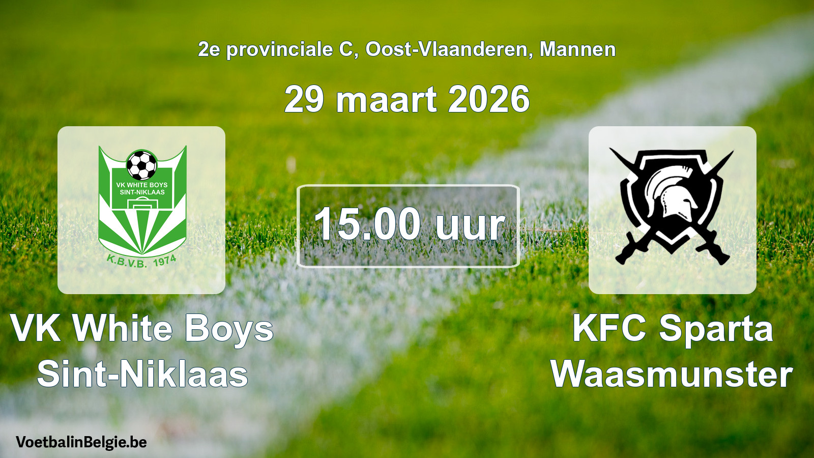 Scheduled match men football: VK White Boys Sint-Niklaas - KFC Sparta Waasmunster (29 March 2026)