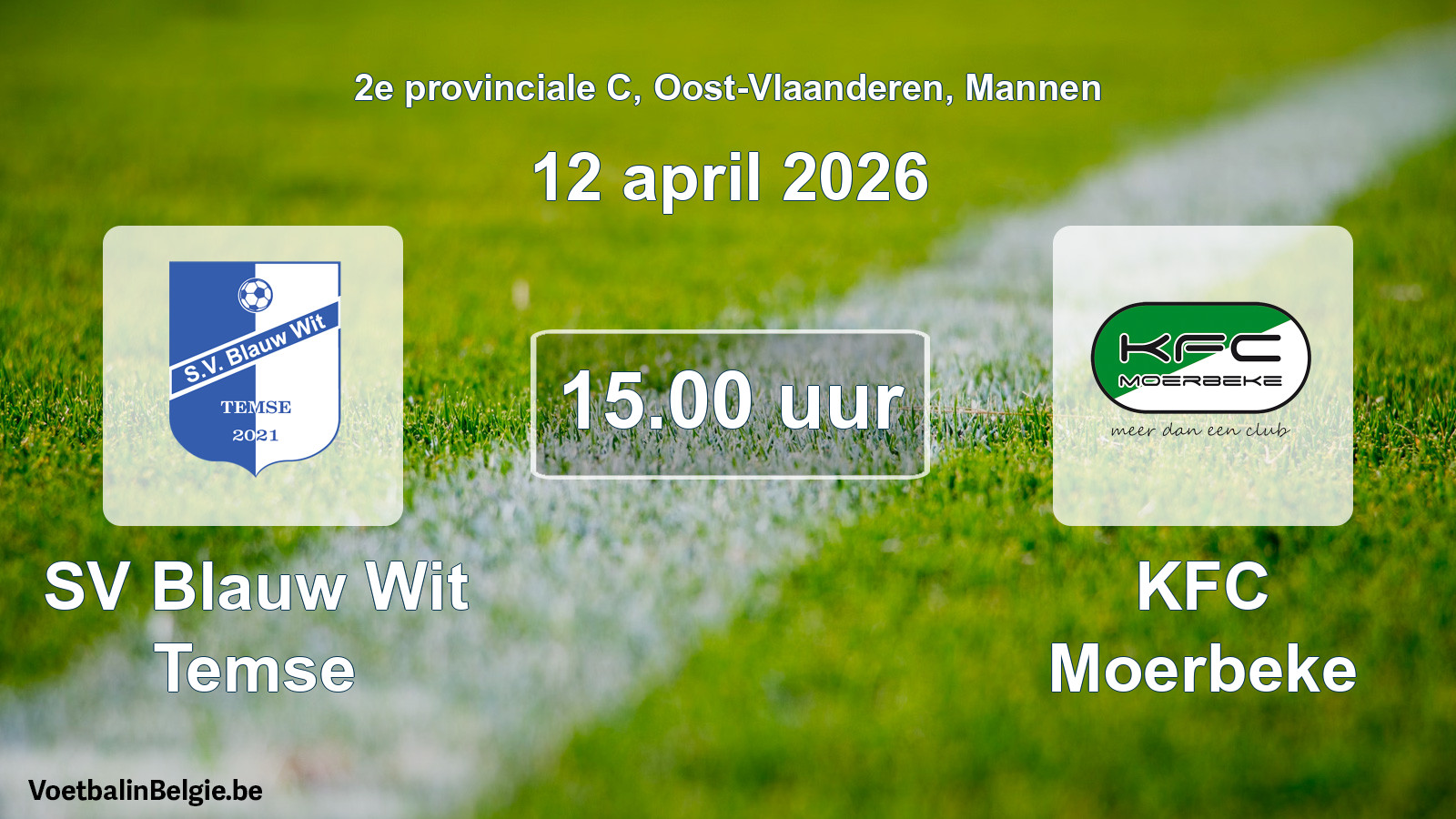 Scheduled match men football: SV Blauw Wit Temse - KFC Moerbeke (12 April 2026)