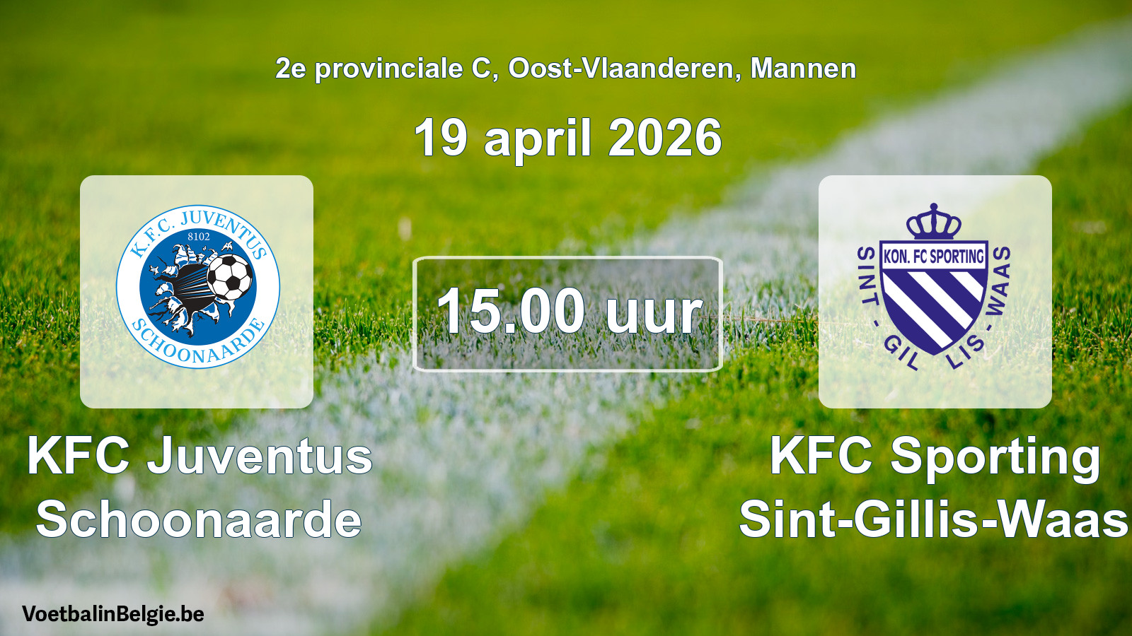 Scheduled match men football: KFC Juventus Schoonaarde - KFC Sporting Sint-Gillis-Waas (19 April 2026)