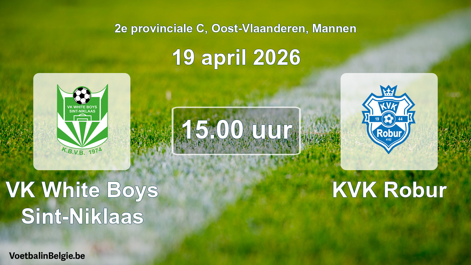 Scheduled match men football: VK White Boys Sint-Niklaas - KVK Robur (19 April 2026)