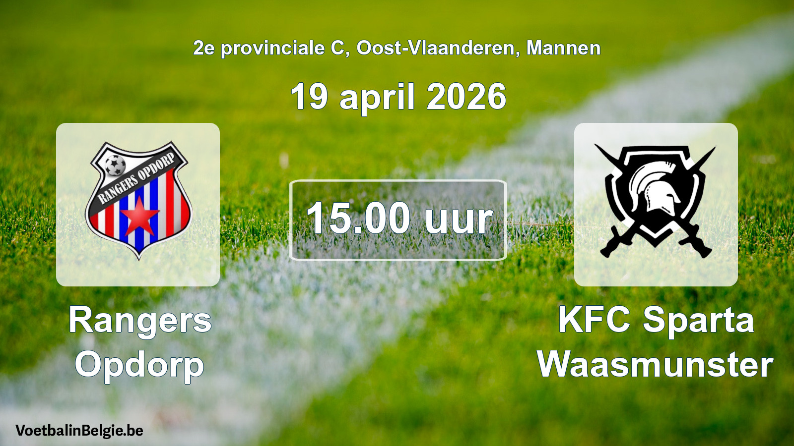 Scheduled match men football: Rangers Opdorp - KFC Sparta Waasmunster (19 April 2026)