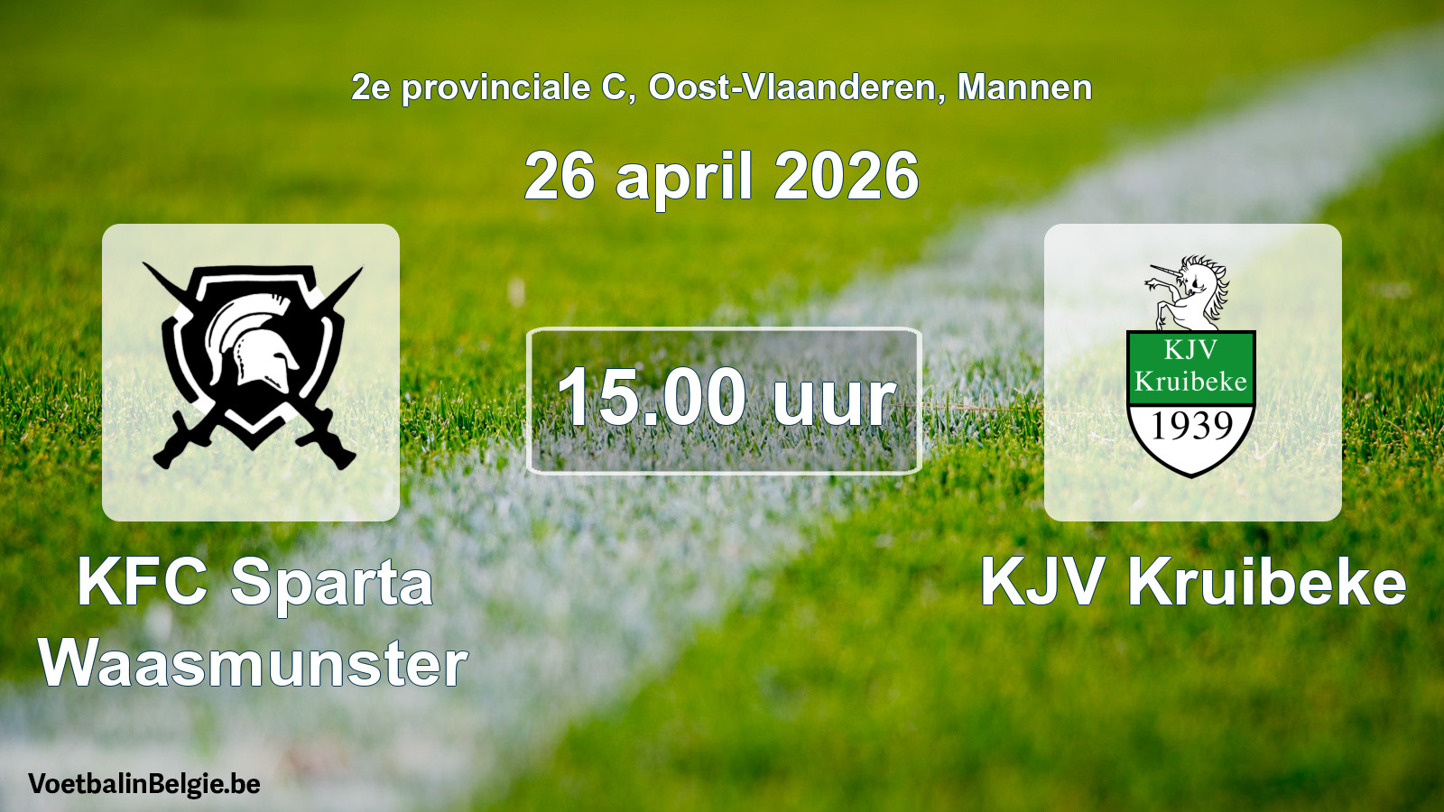 Scheduled match men football: KFC Sparta Waasmunster - KJV Kruibeke (26 April 2026)