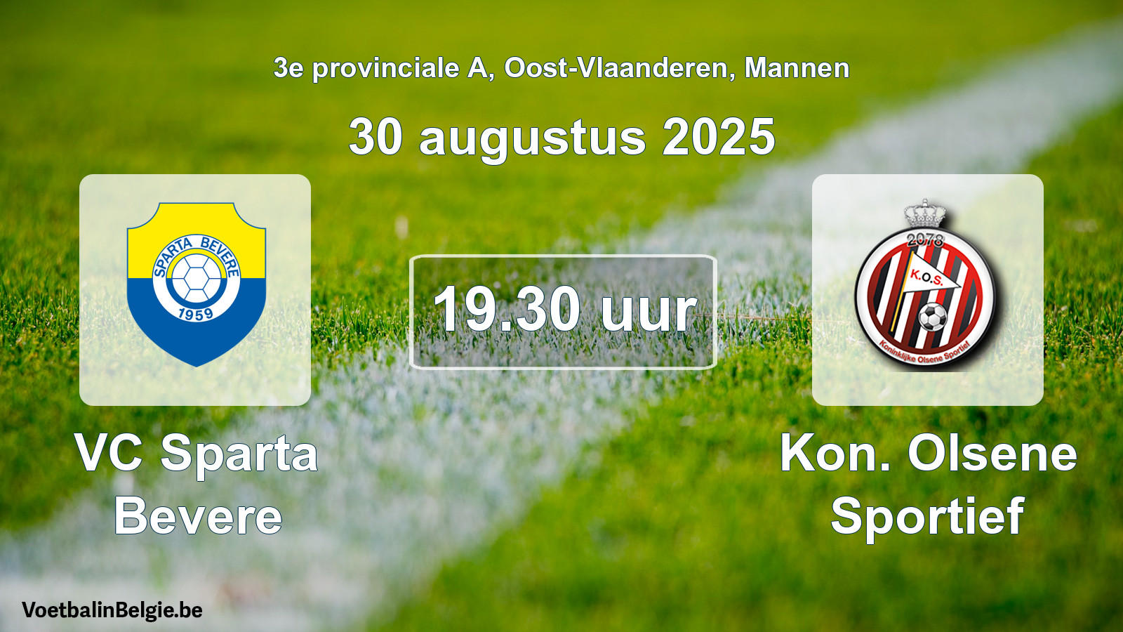 Scheduled match men football: VC Sparta Bevere - Kon. Olsene Sportief (30 August 2025)