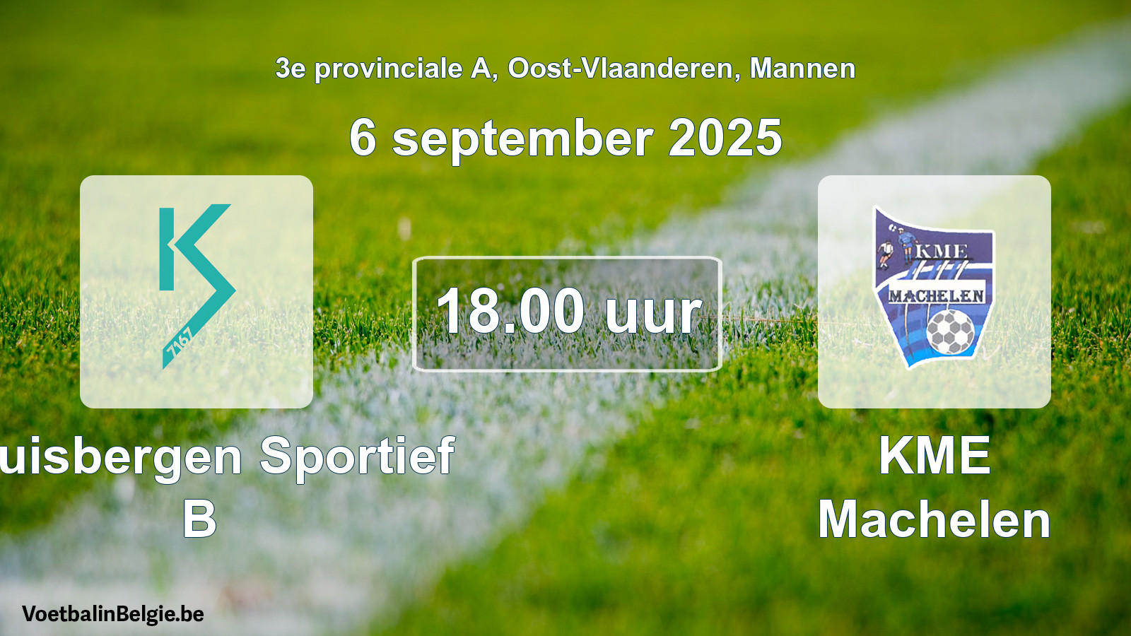 Geplantes Spiel männer-Fußball: Kluisbergen Sportief B - KME Machelen (6 September 2025)