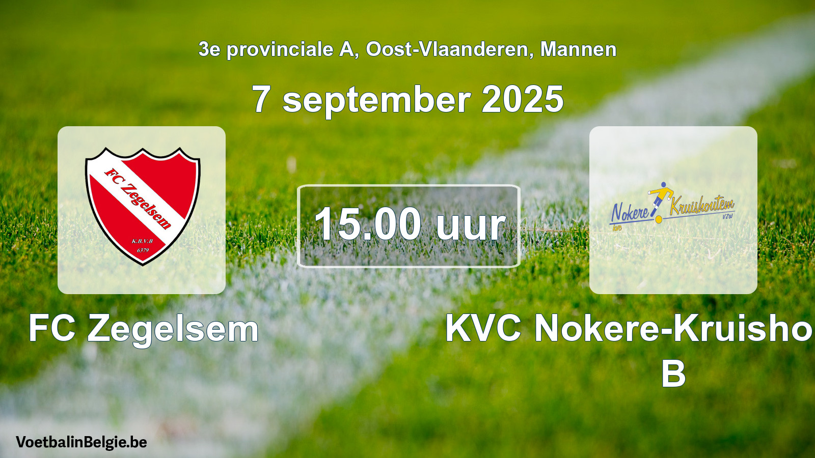 Scheduled match men football: FC Zegelsem - KVC Nokere-Kruishoutem B (7 September 2025)