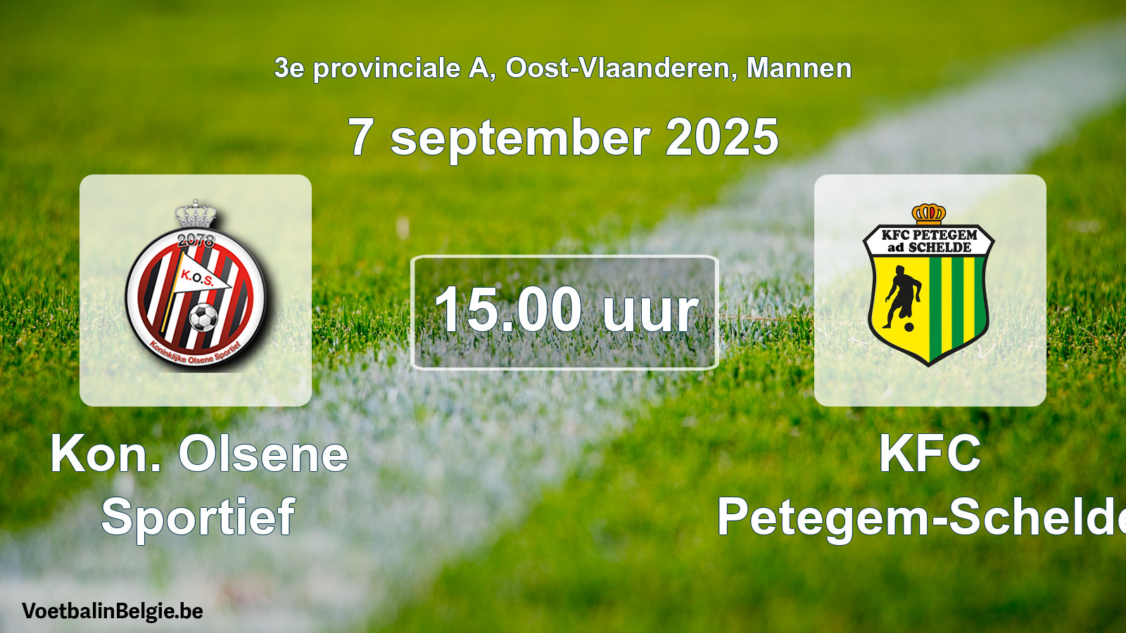 Geplande wedstrijd mannenvoetbal: Kon. Olsene Sportief - KFC Petegem-Schelde (7 september 2025)