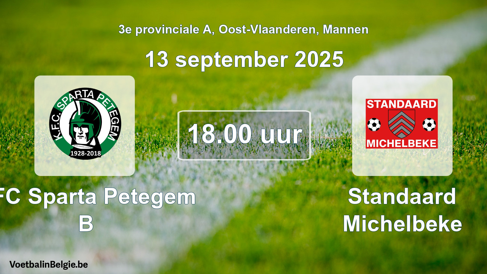 Geplande wedstrijd mannenvoetbal: KFC Sparta Petegem B - Standaard Michelbeke (13 september 2025)