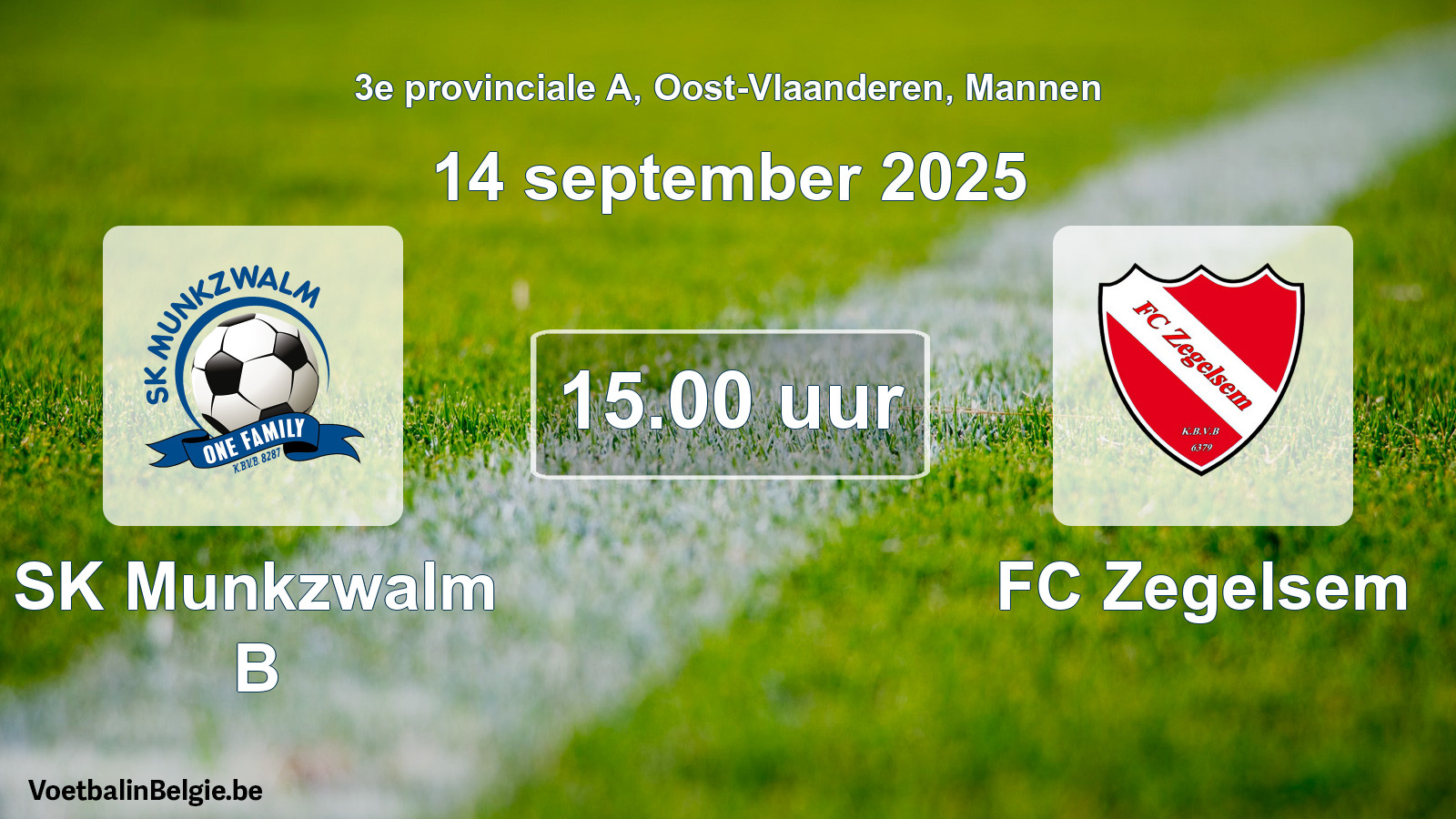 Scheduled match men football: SK Munkzwalm B - FC Zegelsem (14 September 2025)