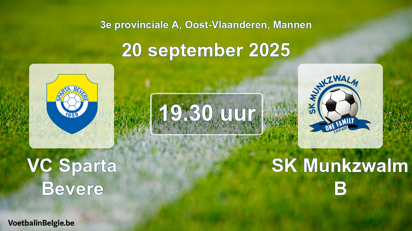 Geplande wedstrijd mannenvoetbal: VC Sparta Bevere - SK Munkzwalm B (20 september 2025)