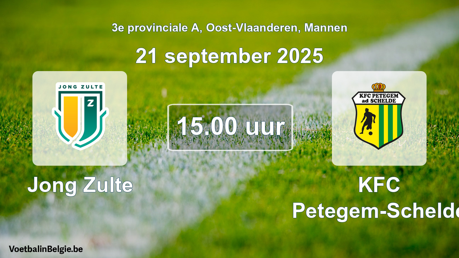 Scheduled match men football: Jong Zulte - KFC Petegem-Schelde (21 September 2025)