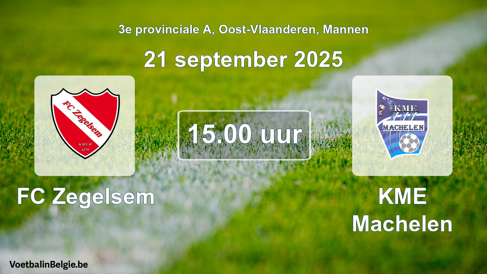 Scheduled match men football: FC Zegelsem - KME Machelen (21 September 2025)