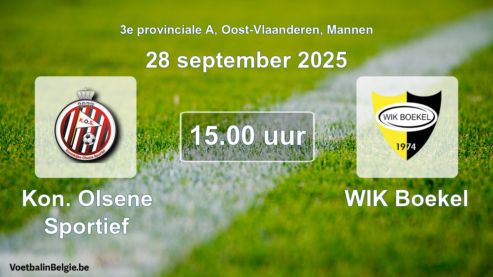 Scheduled match men football: Kon. Olsene Sportief - WIK Boekel (28 September 2025)
