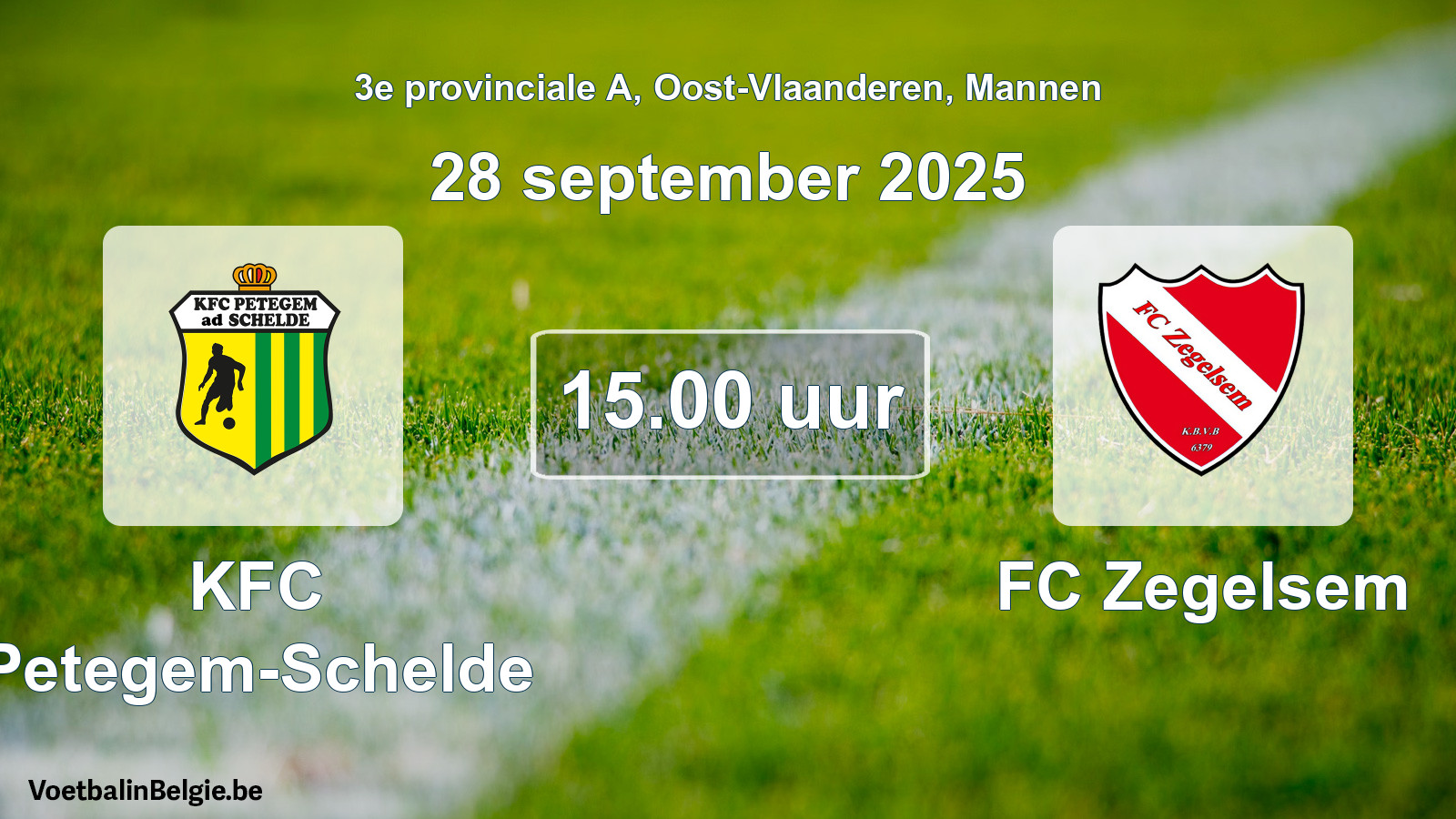 Scheduled match men football: KFC Petegem-Schelde - FC Zegelsem (28 September 2025)