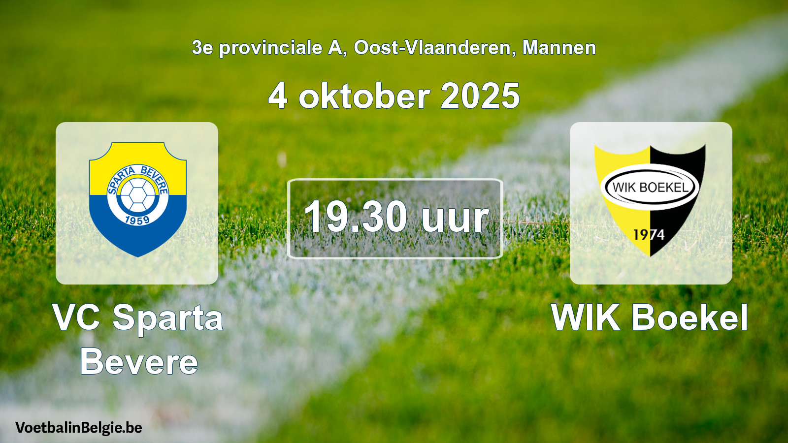 Scheduled match men football: VC Sparta Bevere - WIK Boekel (4 October 2025)