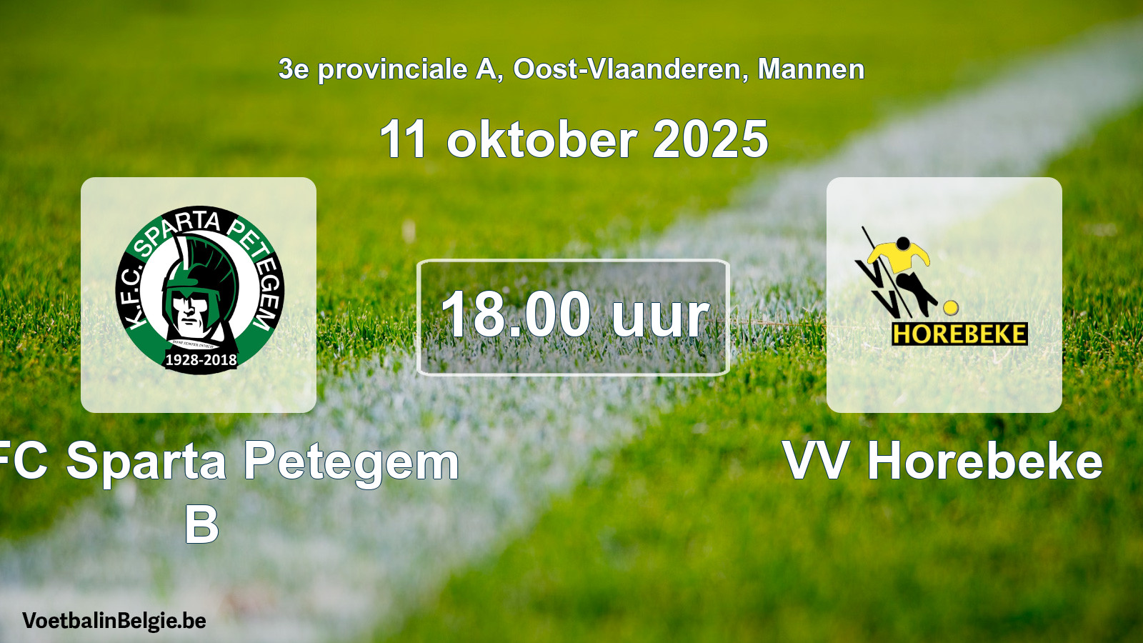 Geplande wedstrijd mannenvoetbal: KFC Sparta Petegem B - VV Horebeke (11 oktober 2025)