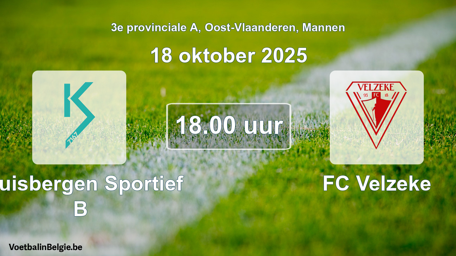Geplantes Spiel männer-Fußball: Kluisbergen Sportief B - FC Velzeke (18 Oktober 2025)