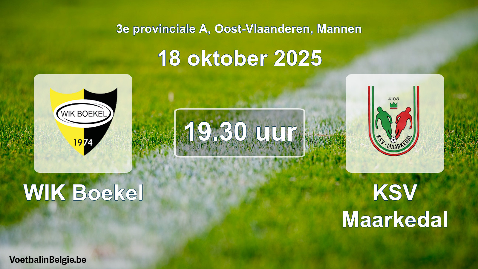 Geplande wedstrijd mannenvoetbal: WIK Boekel - KSV Maarkedal (18 oktober 2025)