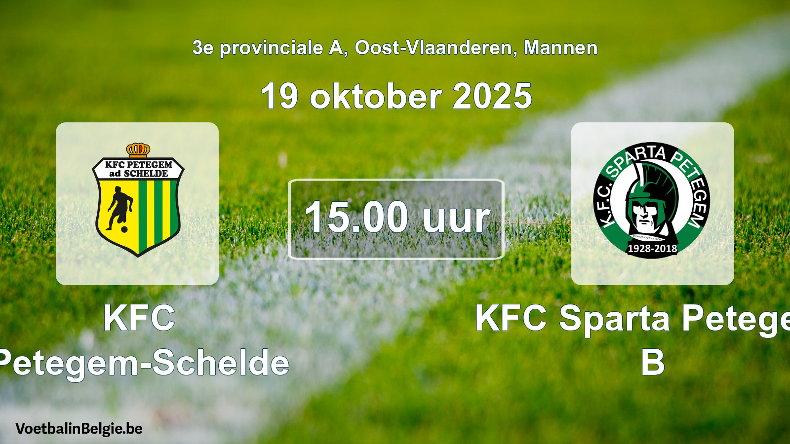 Scheduled match men football: KFC Petegem-Schelde - KFC Sparta Petegem B (19 October 2025)