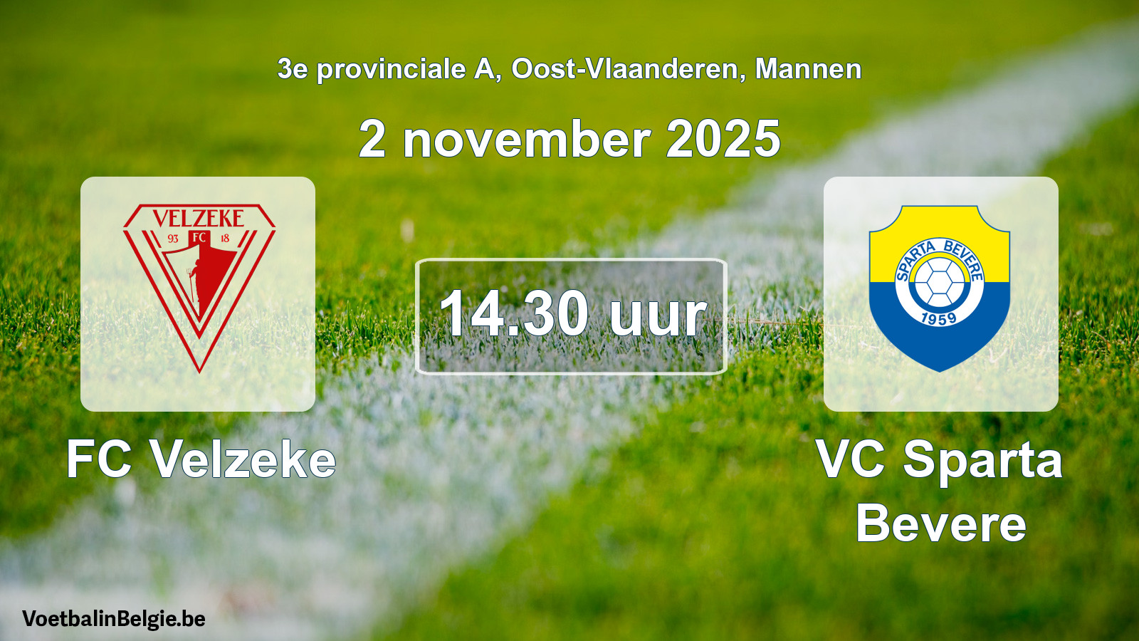 Scheduled match men football: FC Velzeke - VC Sparta Bevere (2 November 2025)