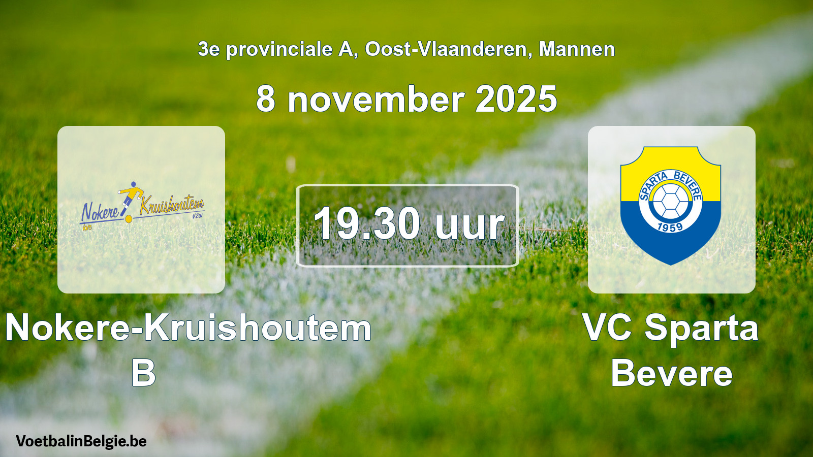 Scheduled match men football: KVC Nokere-Kruishoutem B - VC Sparta Bevere (8 November 2025)