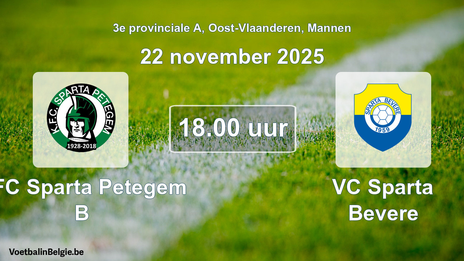 Scheduled match men football: KFC Sparta Petegem B - VC Sparta Bevere (22 November 2025)