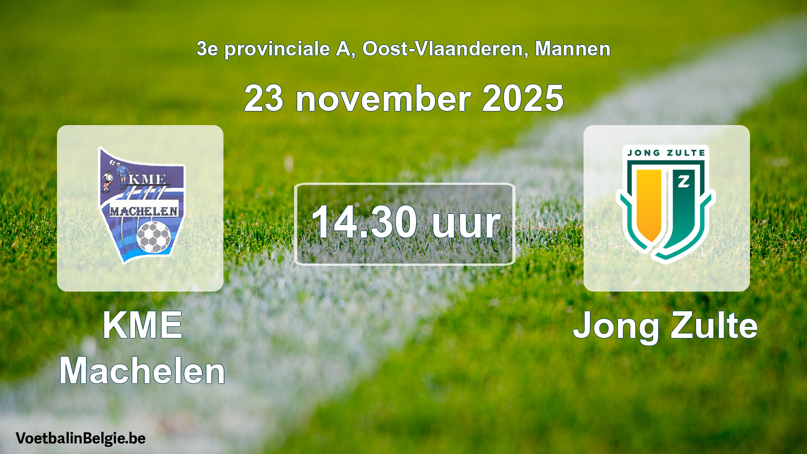 Geplande wedstrijd mannenvoetbal: KME Machelen - Jong Zulte (23 november 2025)