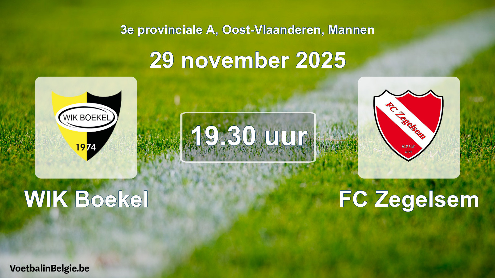 Scheduled match men football: WIK Boekel - FC Zegelsem (29 November 2025)
