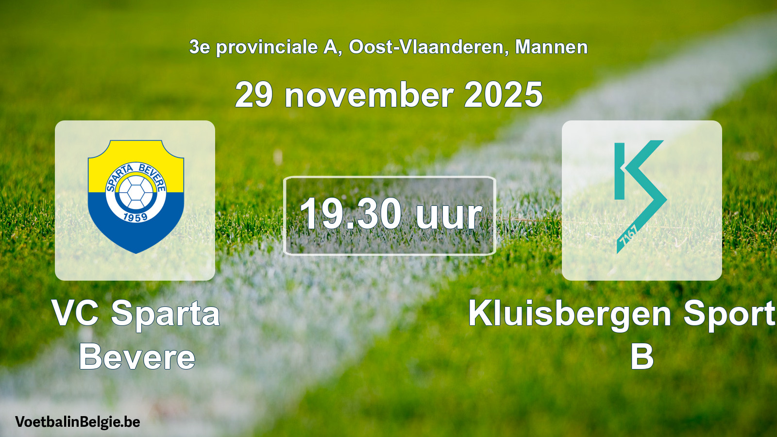 Geplantes Spiel männer-Fußball: VC Sparta Bevere - Kluisbergen Sportief B (29 November 2025)