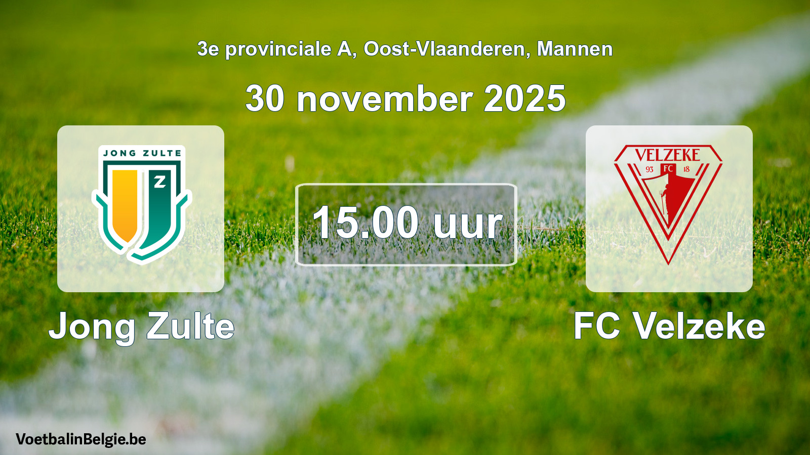 Scheduled match men football: Jong Zulte - FC Velzeke (30 November 2025)