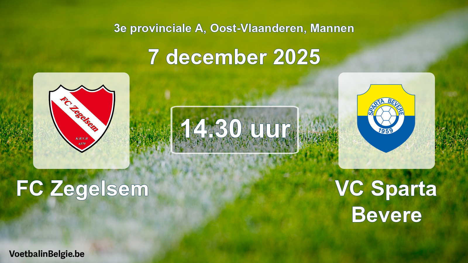 Scheduled match men football: FC Zegelsem - VC Sparta Bevere (7 December 2025)