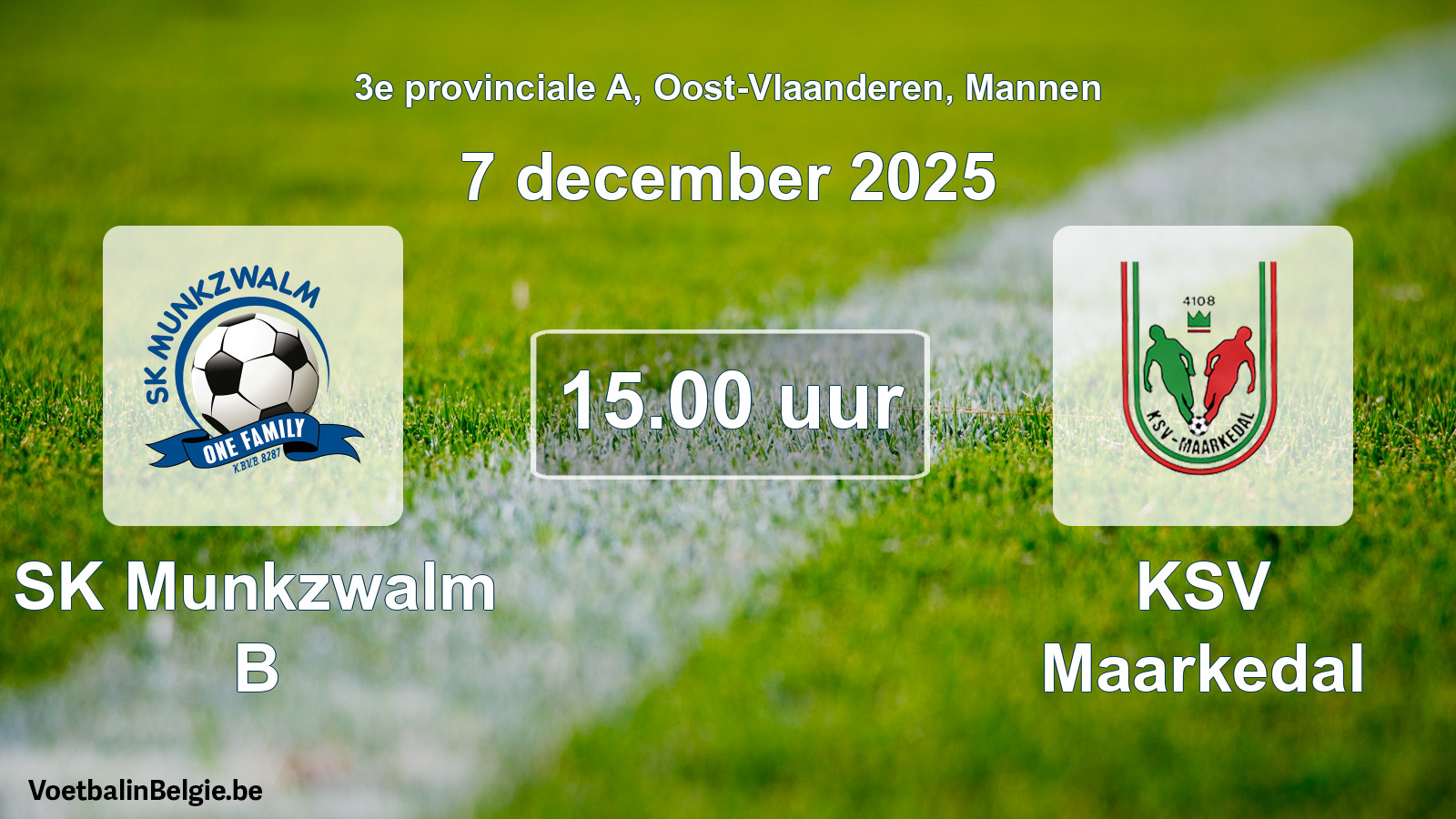 Scheduled match men football: SK Munkzwalm B - KSV Maarkedal (7 December 2025)
