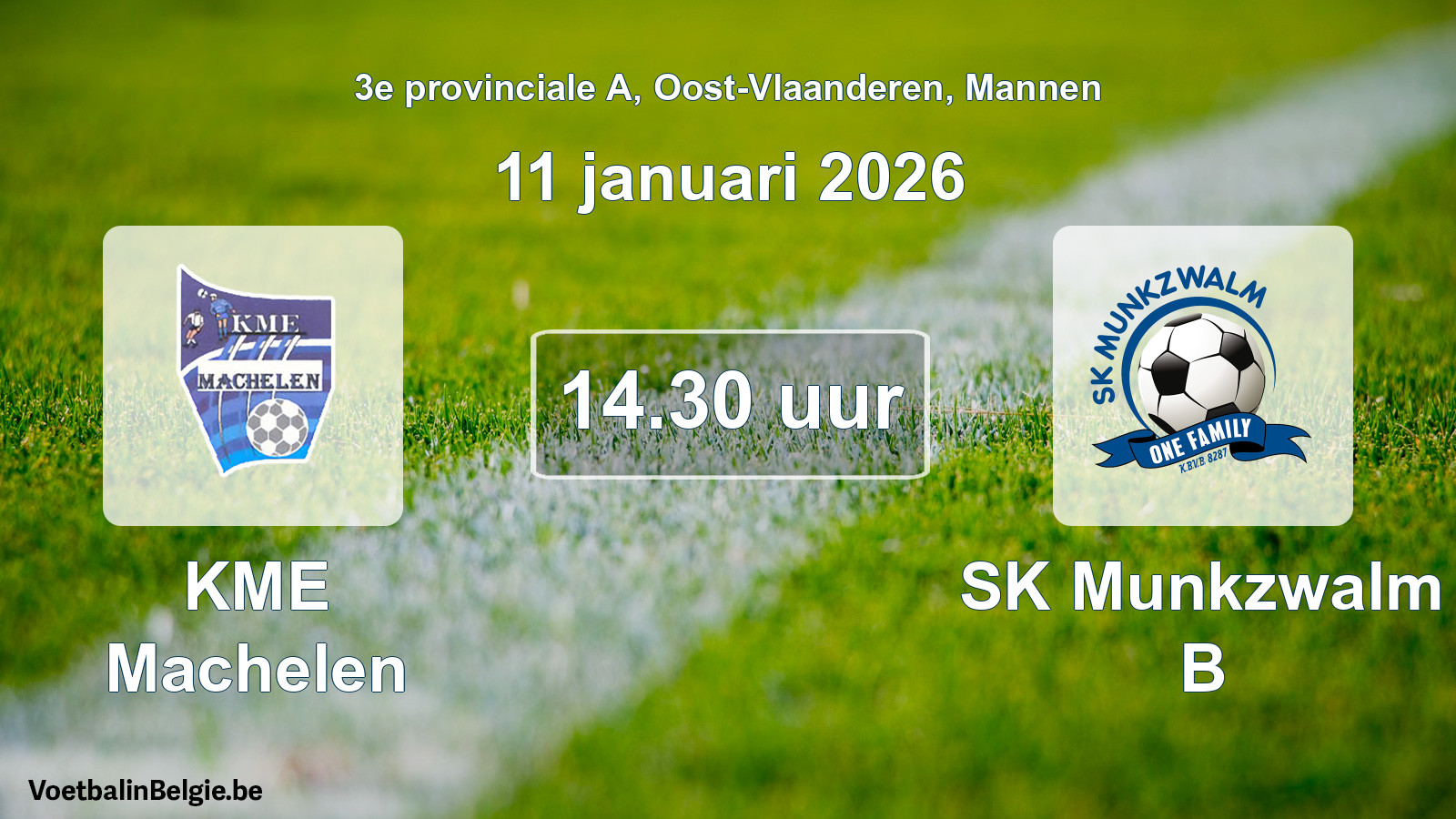 Scheduled match men football: KME Machelen - SK Munkzwalm B (11 January 2026)