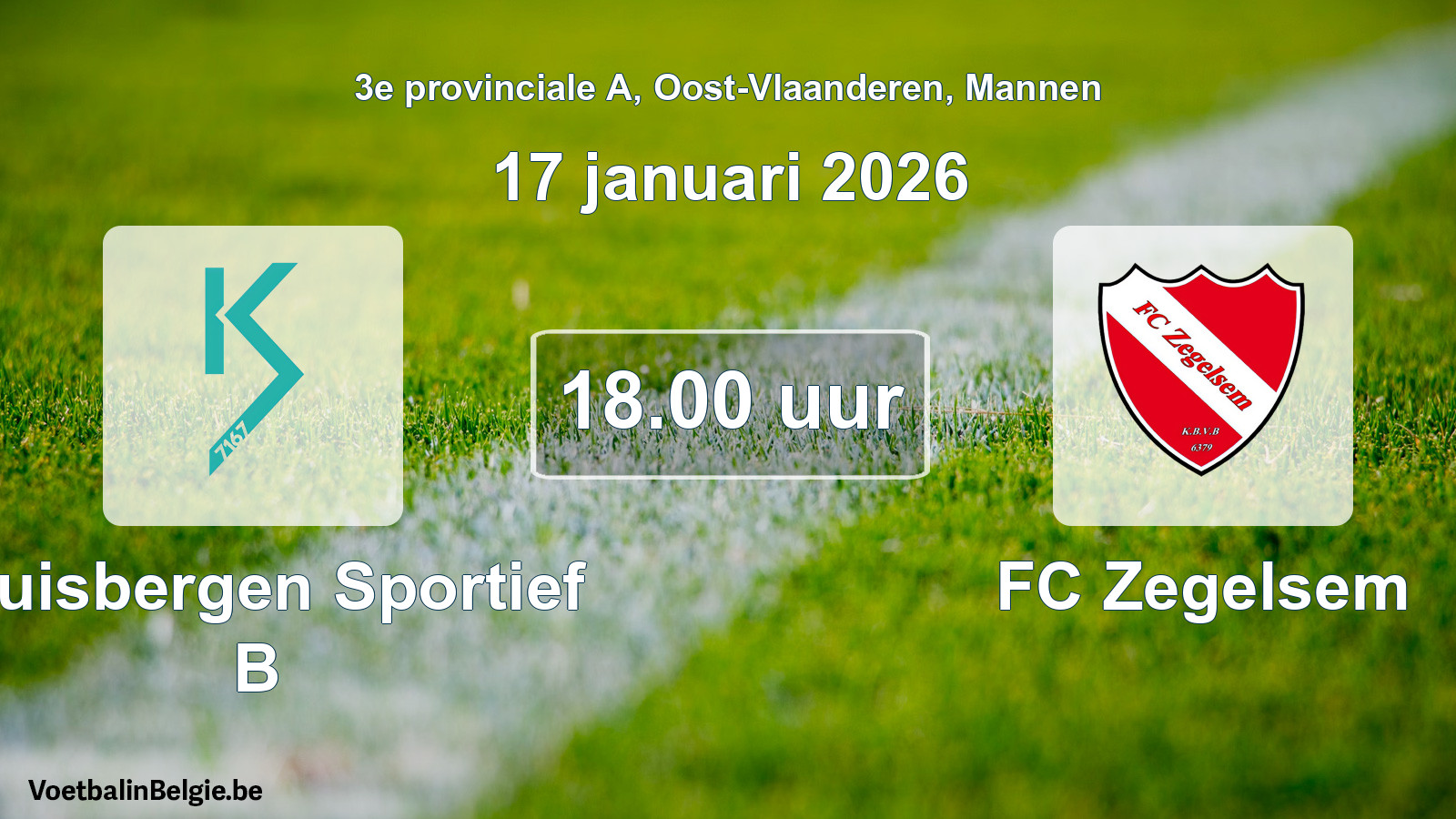 Scheduled match men football: Kluisbergen Sportief B - FC Zegelsem (17 January 2026)