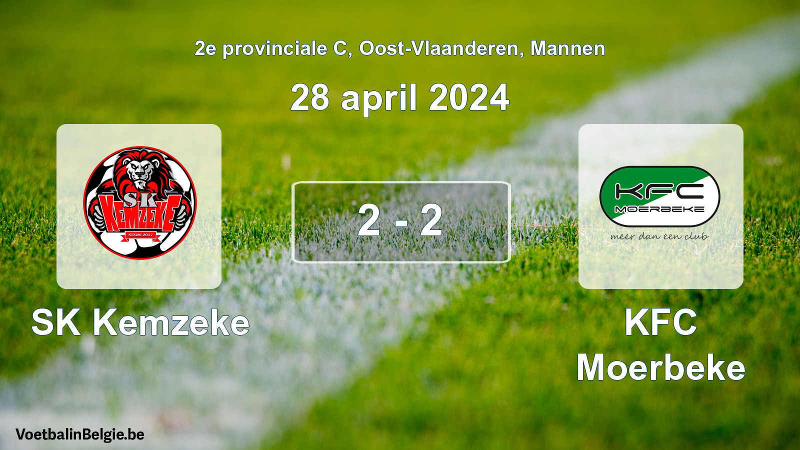 Gespeelde wedstrijd mannenvoetbal: SK Kemzeke - KFC Moerbeke 2 - 2 (28 april 2024)