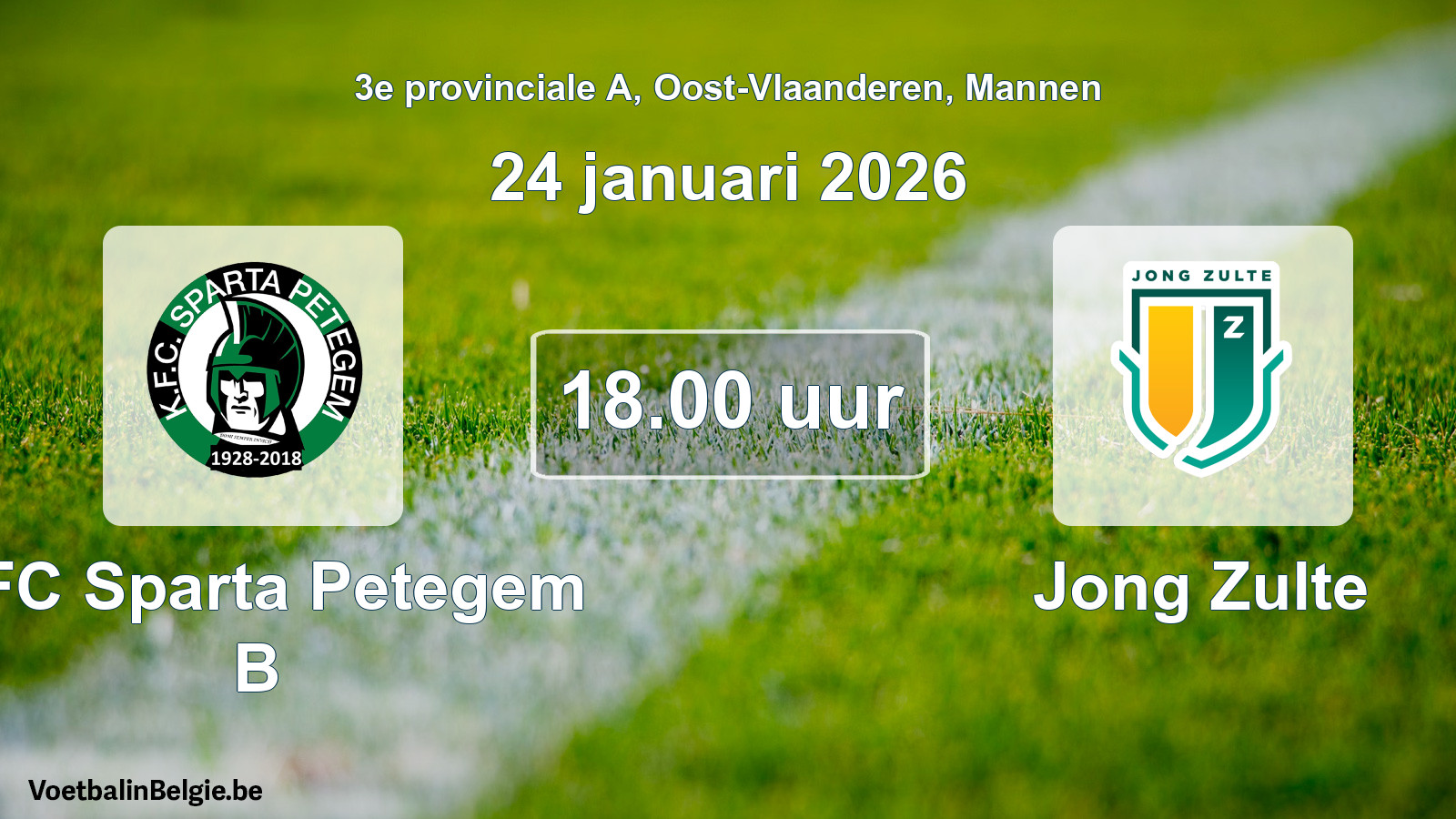 Scheduled match men football: KFC Sparta Petegem B - Jong Zulte (24 January 2026)