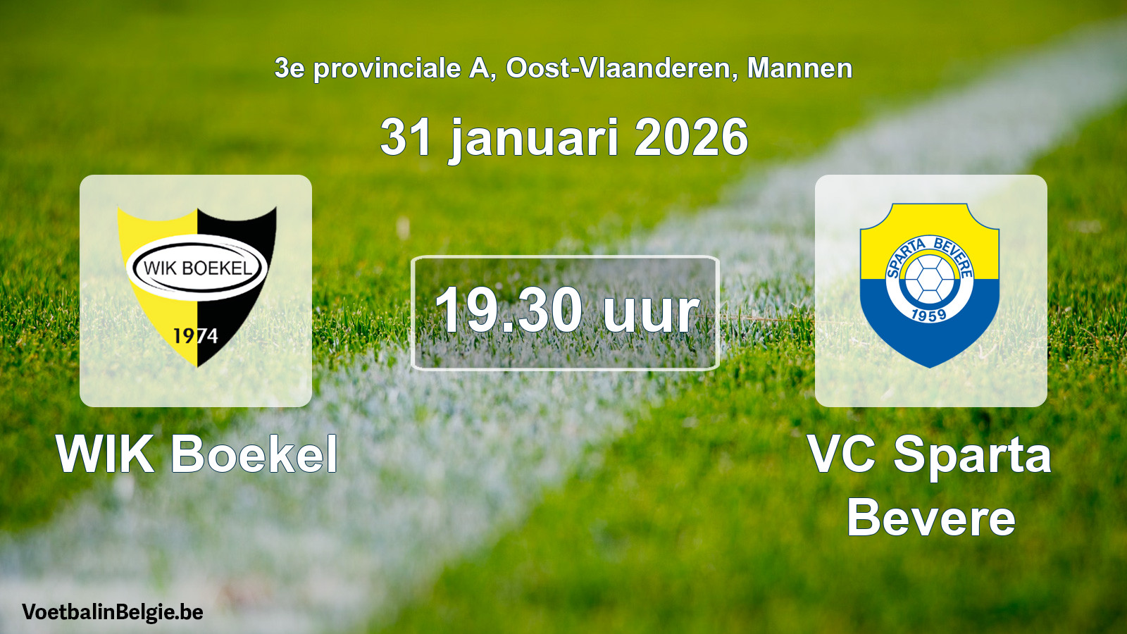 Scheduled match men football: WIK Boekel - VC Sparta Bevere (31 January 2026)