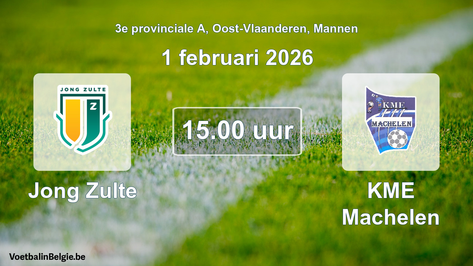 Scheduled match men football: Jong Zulte - KME Machelen (1 February 2026)
