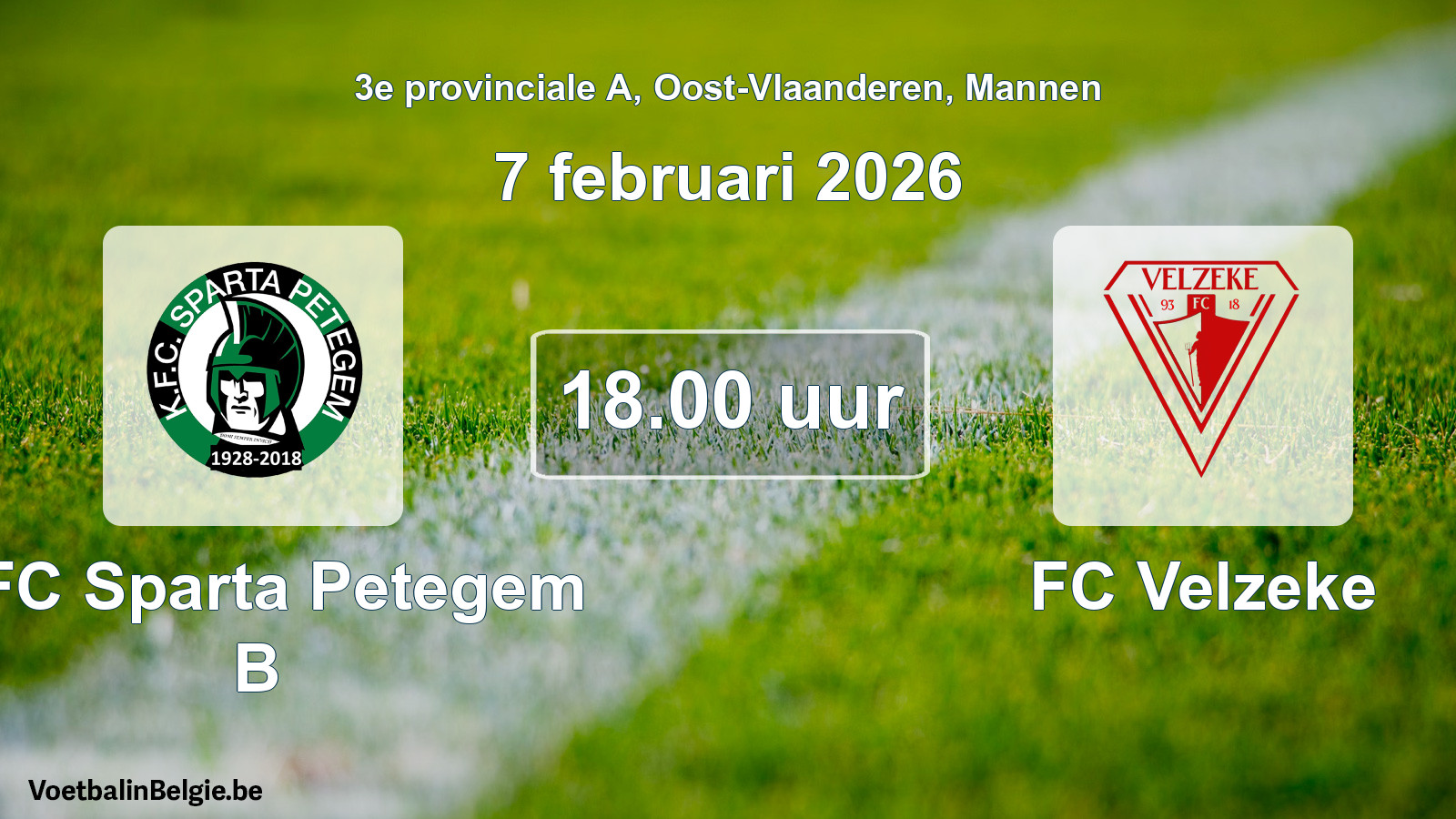 Scheduled match men football: KFC Sparta Petegem B - FC Velzeke (7 February 2026)