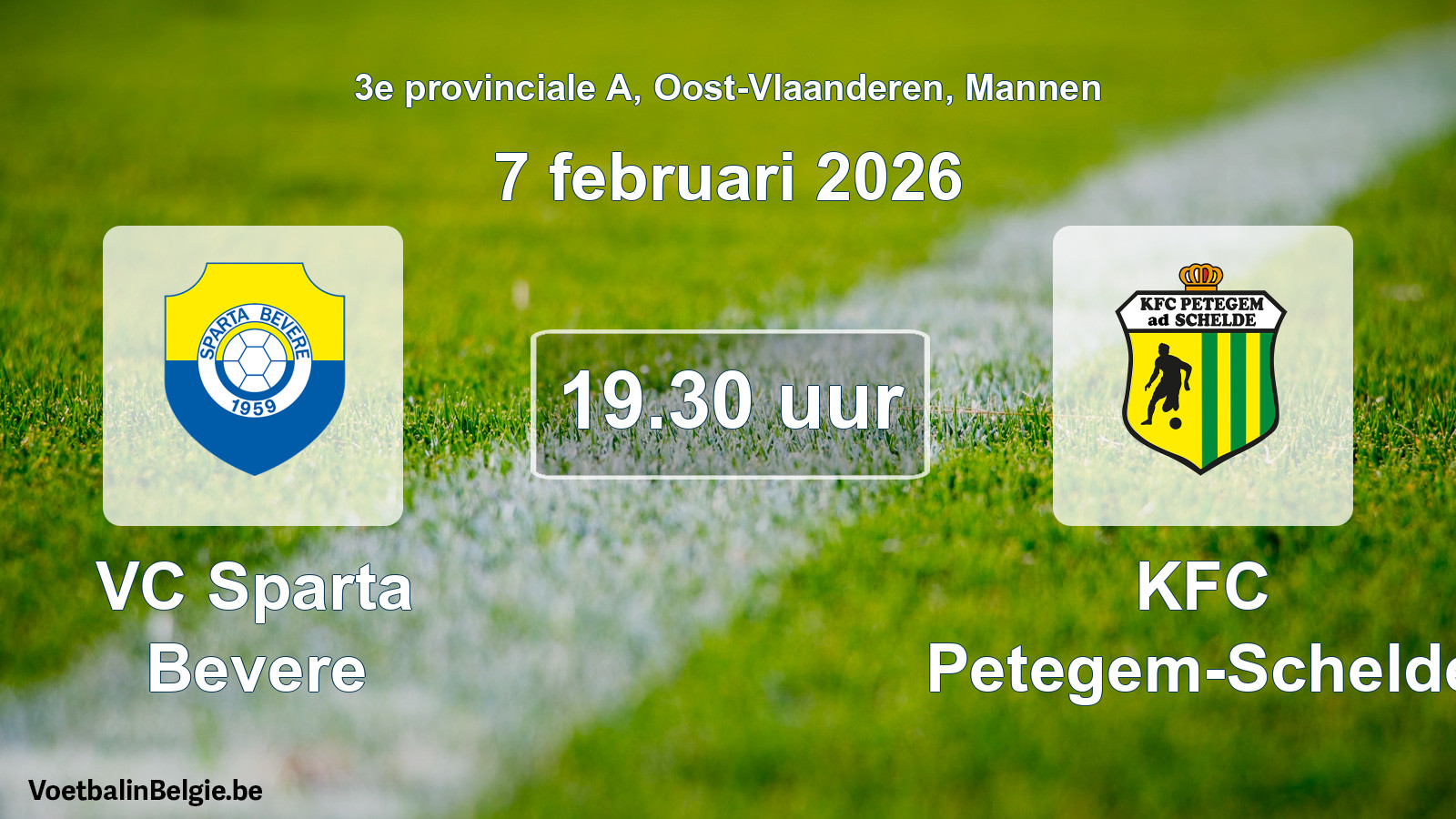 Scheduled match men football: VC Sparta Bevere - KFC Petegem-Schelde (7 February 2026)