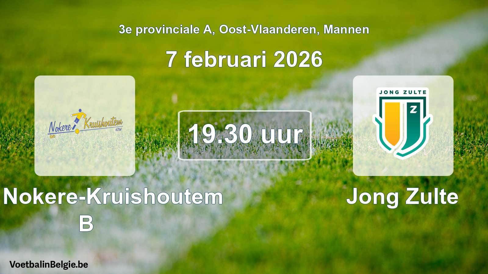 Scheduled match men football: KVC Nokere-Kruishoutem B - Jong Zulte (7 February 2026)