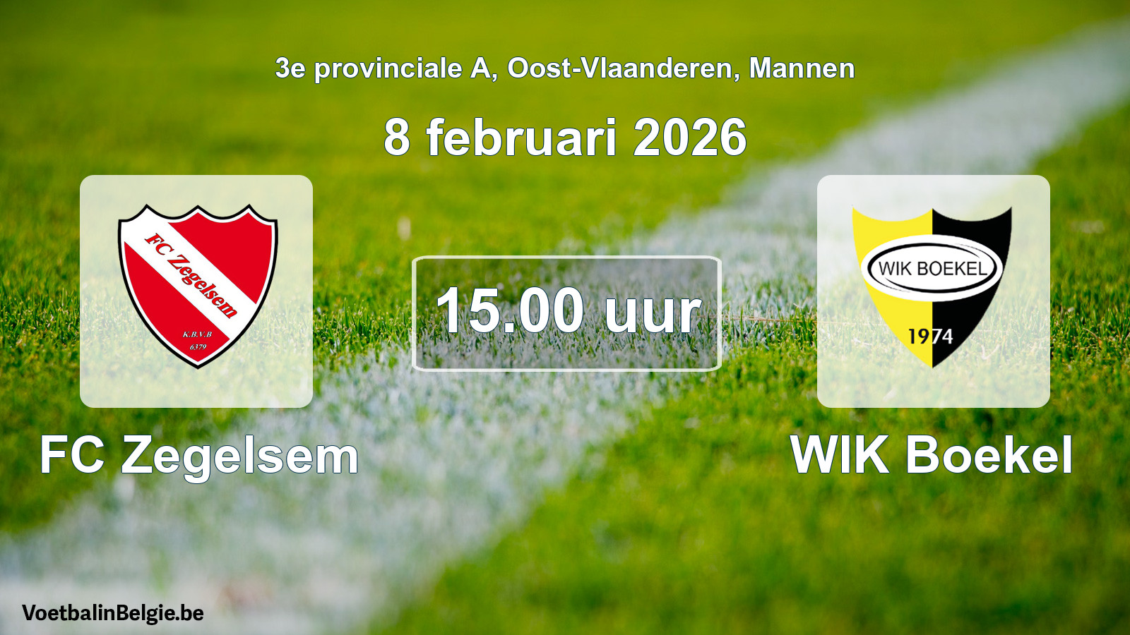 Scheduled match men football: FC Zegelsem - WIK Boekel (8 February 2026)